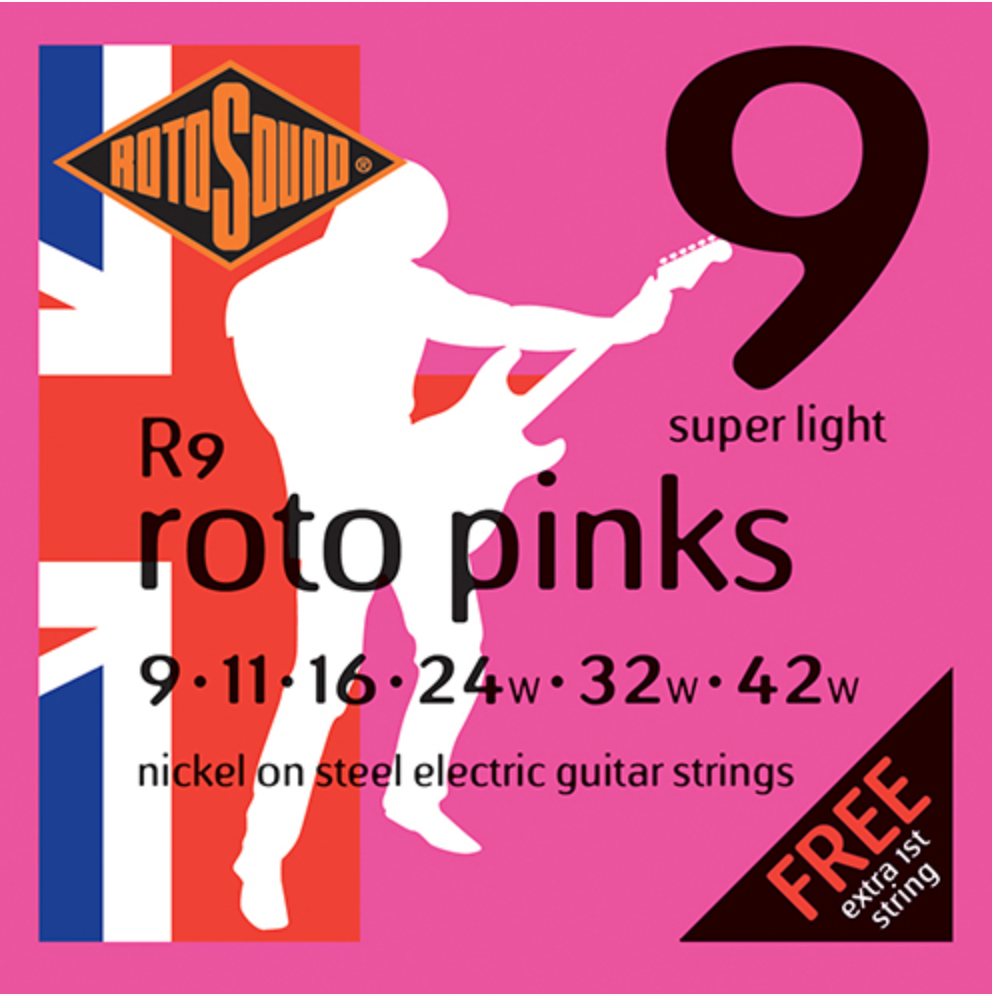 Rotosound R9 Roto Pinks Nickel-Plated Steel Electric Guitar Strings - Super Light (9-42)