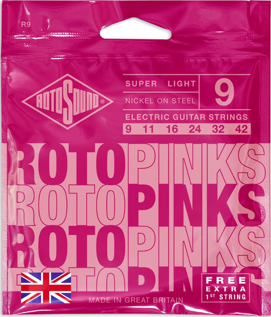 Rotosound R9 Roto Pinks Nickel-Plated Steel Electric Guitar Strings - Super Light (9-42)
