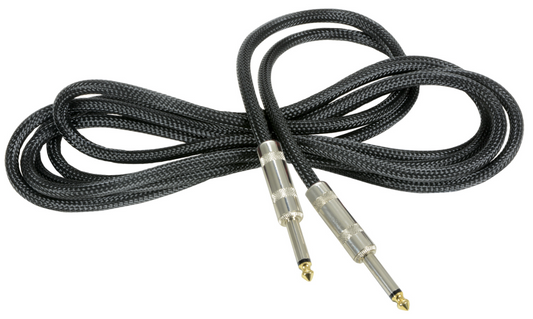 Classic Retro Braided Guitar Leads 6.3mm Mono Jack Plug - 6.3mm Mono Jack Plug - Black 3.0m