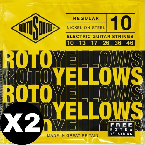 Rotosound R10 Roto Yellow Nickel Electric Guitar Strings 10-46 Regular 2-Pack
