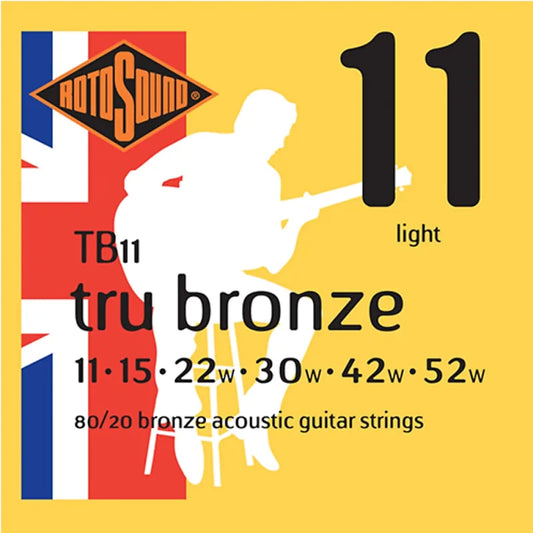 Rotosound TB11 Tru Bronze 80/20 Bronze Acoustic Guitar Strings 11-52